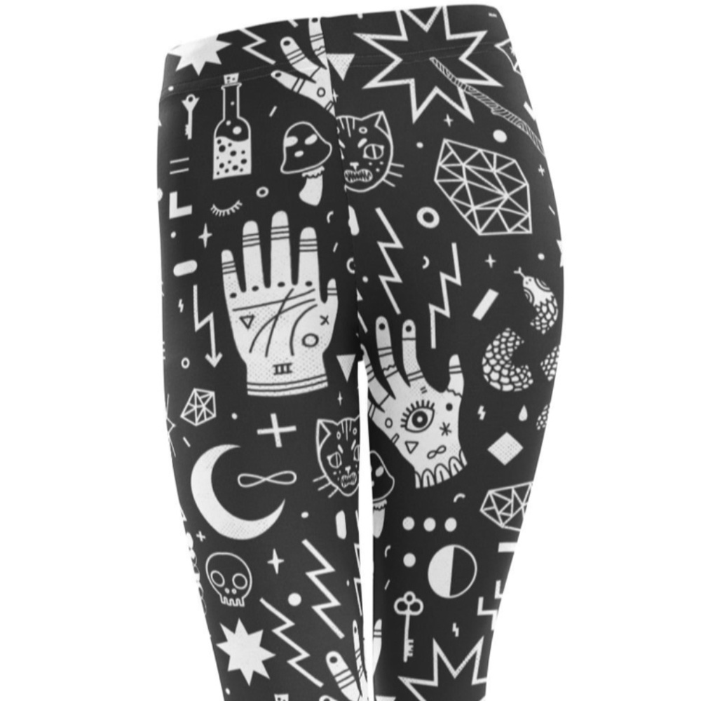 Threadless Unisex Leggings in Witchcraft Pattern Size 2XL